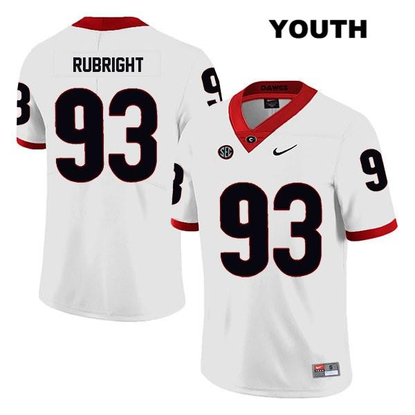 Georgia Bulldogs Youth Bill Rubright #93 NCAA Legend Authentic White Nike Stitched College Football Jersey TZA6456CS